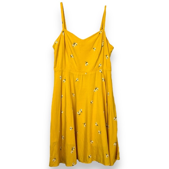 Old Navy Yellow Floral Cami Sleeveless A-Line Knee Length Midi Dress size Large - Picture 2 of 6